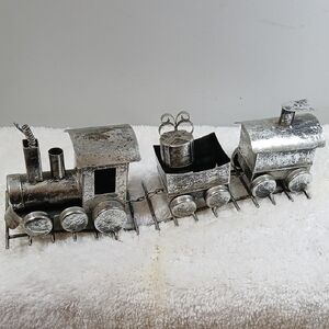 Silver Metal Train Decor